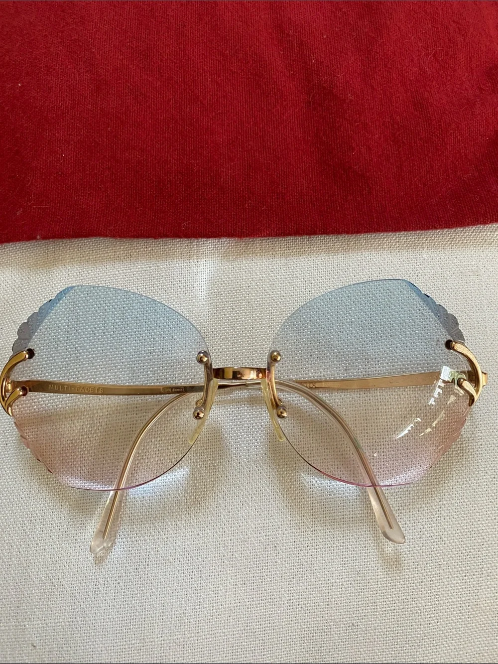 France Gold GEP 22 KTS Multi Facets Blue To Pink Graduated Lenses Rx Glasses